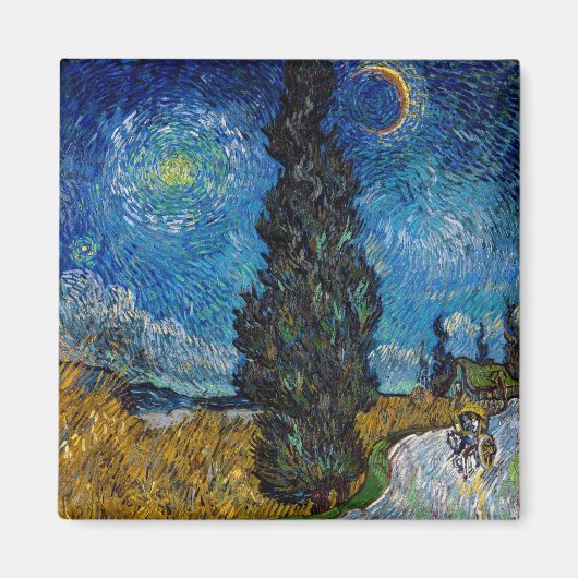 Vincent van Gogh - Road met Cypress en Star Magneet (Voorkant)