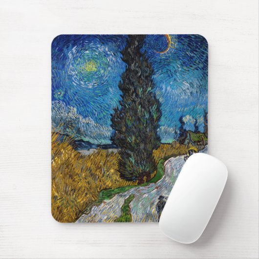 Vincent van Gogh - Road met Cypress en Star Muismat (Met muis)