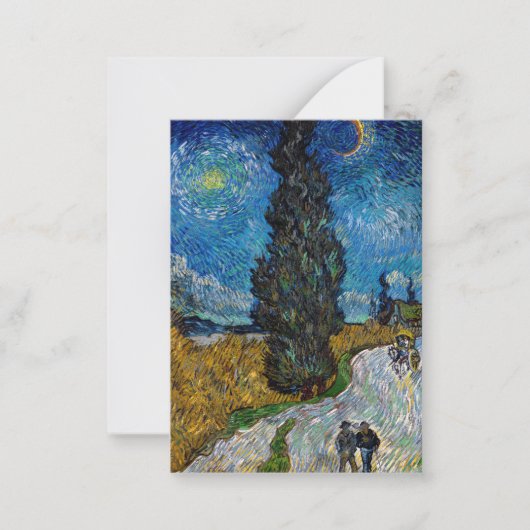 Vincent van Gogh - Road met Cypress en Star Notitiekaartje (Voorkant)