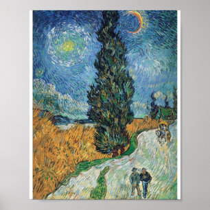 Vincent Van Gogh - Road met Cypress en Star Poster