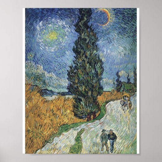 Vincent Van Gogh - Road met Cypress en Star Poster (Voorkant)