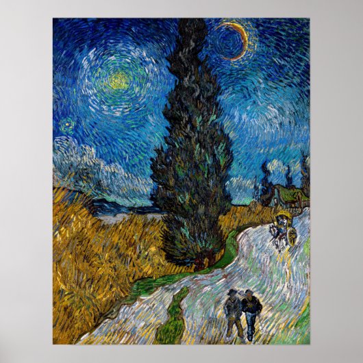 Vincent van Gogh - Road met Cypress en Star Poster (Voorkant)