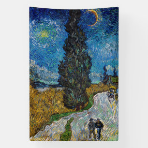 Vincent van Gogh - Road met Cypress en Star Spandoek