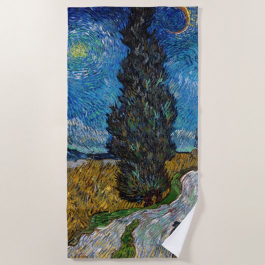 Vincent van Gogh - Road met Cypress en Star Strandlaken (Voorkant)