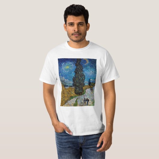 Vincent van Gogh - Road met Cypress en Star T-shirt (Voorkant volledig)