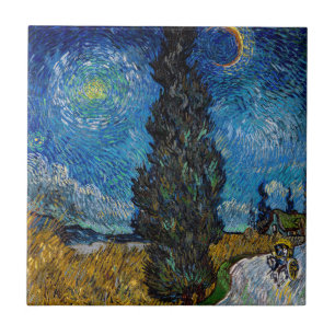 Vincent van Gogh - Road met Cypress en Star Tegeltje