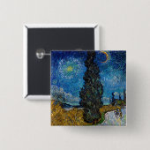 Vincent van Gogh - Road met Cypress en Star Vierkante Button 5,1 Cm (Voorkant /achterkant)