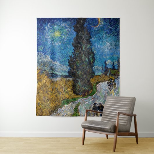 Vincent van Gogh - Road met Cypress en Star Wandkleed (In situ)