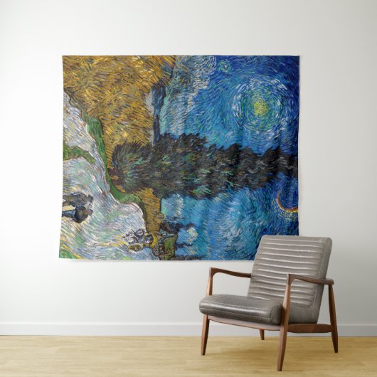 Vincent van Gogh - Road met Cypress en Star Wandkleed (In Situ (horizontaal))