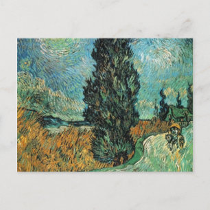 vincent van gogh - road with cypress and star briefkaart
