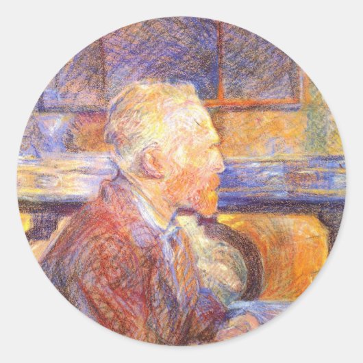 Vincent Van Gogh Ronde Sticker (Voorkant)