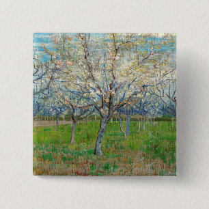 Vincent van Gogh - Roze Boomgaard Vierkante Button 5,1 Cm