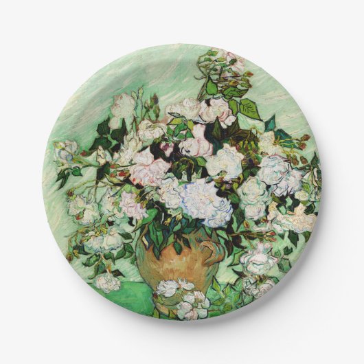 Vincent Van Gogh Rozen (1890) Papieren Bordje (Voorkant)