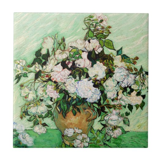 Vincent Van Gogh Rozen (1890) Tegeltje (Voorkant)