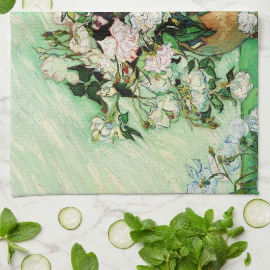 Vincent Van Gogh Rozen (1890) Theedoek (Gevouwen)