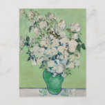 Vincent Van Gogh Rozen Beauful Impressionist Briefkaart<br><div class="desc">Mooie Van Gogh Rozen schilderen op een briefkaart met indrukwekkende florale kunst met  rozen in een groene vaas op een witte tafel met roze sporen op een mooi gele groene achtergrond. Cool  bloemkool cadeau voor een kunstenaar uit de jaren 1800 die van de impressionistische periode houdt.</div>