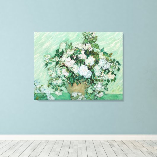 Vincent van Gogh - Rozen Canvas Afdruk (Insitu (Houten vloer))