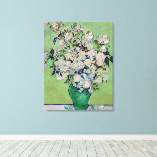 Vincent van Gogh - Rozen Canvas Afdruk (Insitu (Houten vloer))