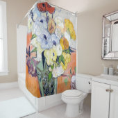 Vincent van Gogh - Rozen en annemonen 1890 Douchegordijn (In situ)