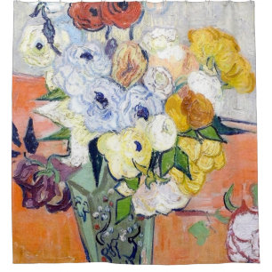 Vincent van Gogh - Rozen en annemonen 1890 Douchegordijn