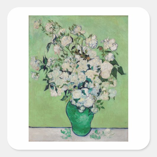 VINCENT VAN GOGH "ROZEN" ENVELOPE SEAL VIERKANTE STICKER (Voorkant)