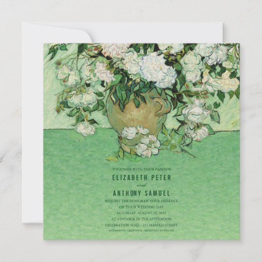 Vincent van Gogh Rozen Painting 5.25x5.25 Wedding Kaart (Voorkant)