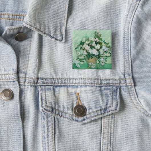 Vincent van Gogh - Rozen Vierkante Button 5,1 Cm (In situ)