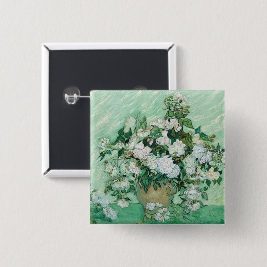 Vincent van Gogh - Rozen Vierkante Button 5,1 Cm (Voorkant /achterkant)