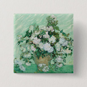 Vincent van Gogh - Rozen Vierkante Button 5,1 Cm