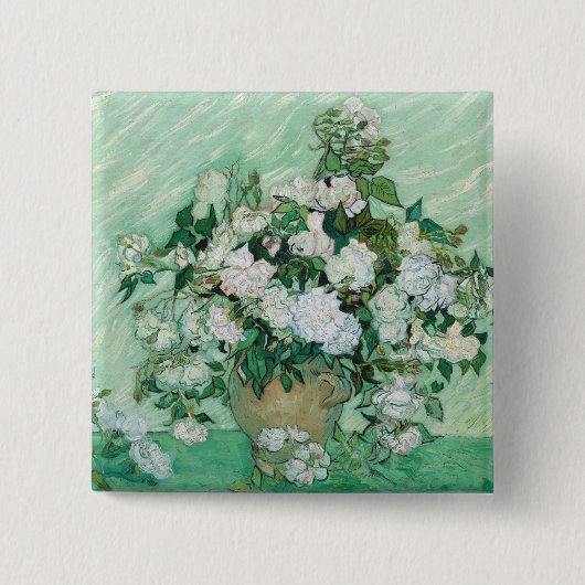Vincent van Gogh - Rozen Vierkante Button 5,1 Cm (Voorkant)