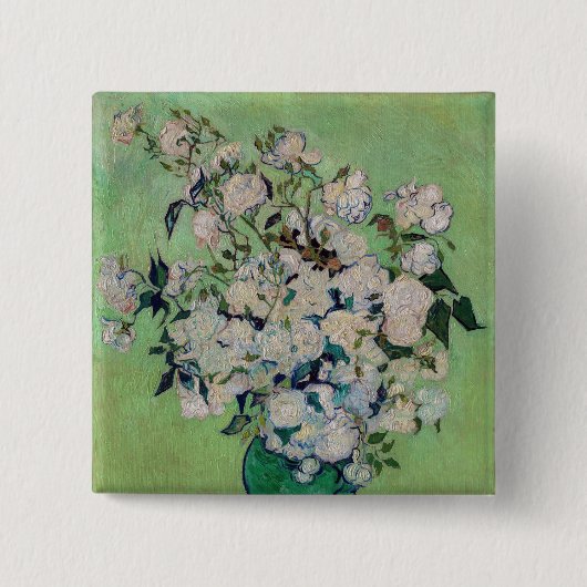 Vincent van Gogh - Rozen Vierkante Button 5,1 Cm (Voorkant)