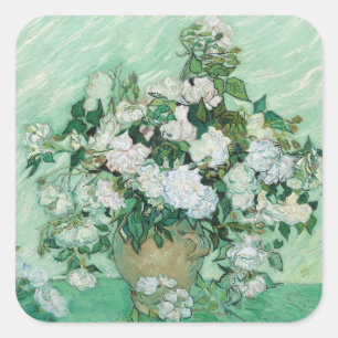 Vincent van Gogh - Rozen Vierkante Sticker