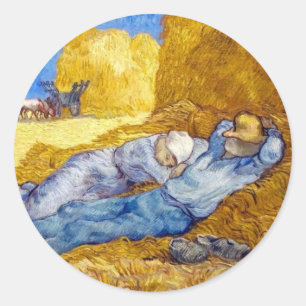 Vincent Van Gogh - Rust na het werk - Fijne Kunst Ronde Sticker
