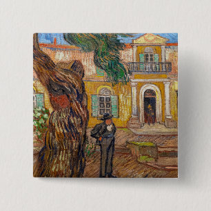 Vincent Van Gogh - Saint-Paul Asylum in Saint-Remy Vierkante Button 5,1 Cm
