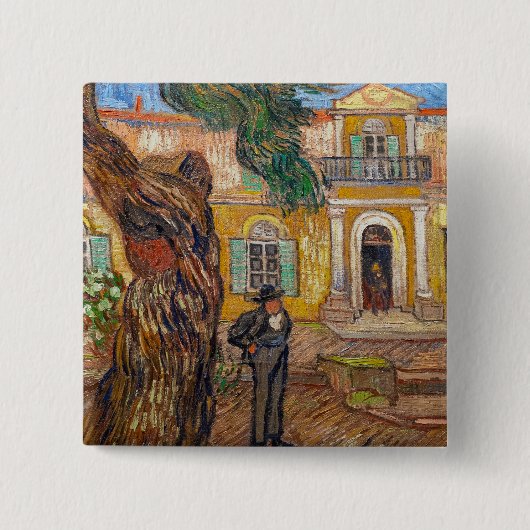 Vincent Van Gogh - Saint-Paul Asylum in Saint-Remy Vierkante Button 5,1 Cm (Voorkant)