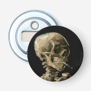 Vincent van Gogh - Schedel met brandende sigaret Button Flesopener