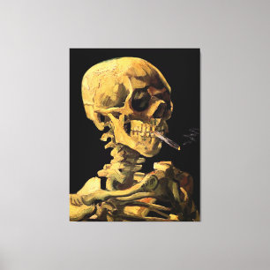 Vincent Van Gogh - Schedel met brandende sigaret Canvas Afdruk