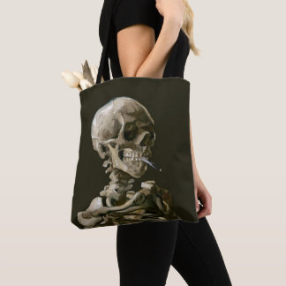 Vincent van Gogh Schedel met Brandende Sigaret Fij Tote Bag
