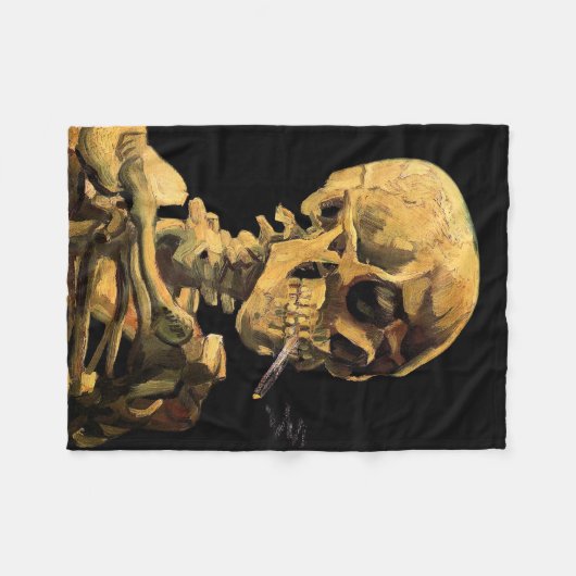 Vincent Van Gogh - schedel met brandende sigarette Fleece Deken (Voorkant (Horizontaal))