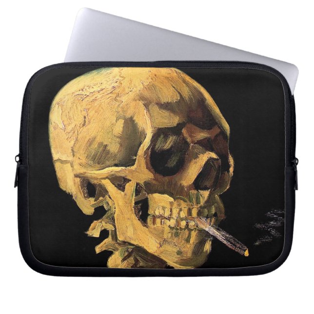 Vincent Van Gogh - schedel met brandende sigarette Laptop Sleeve (Voorkant)