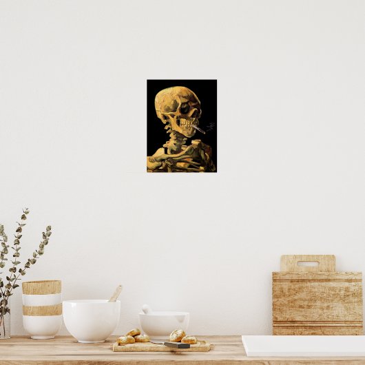 Vincent Van Gogh - schedel met brandende sigarette Poster (Keuken)