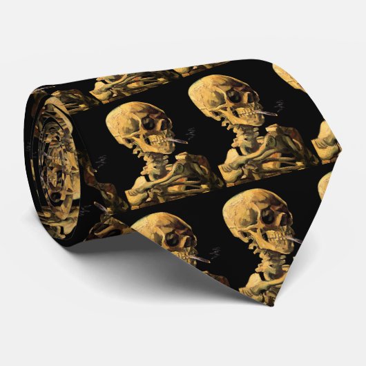 Vincent Van Gogh - schedel met brandende sigarette Stropdas (Opgerold)