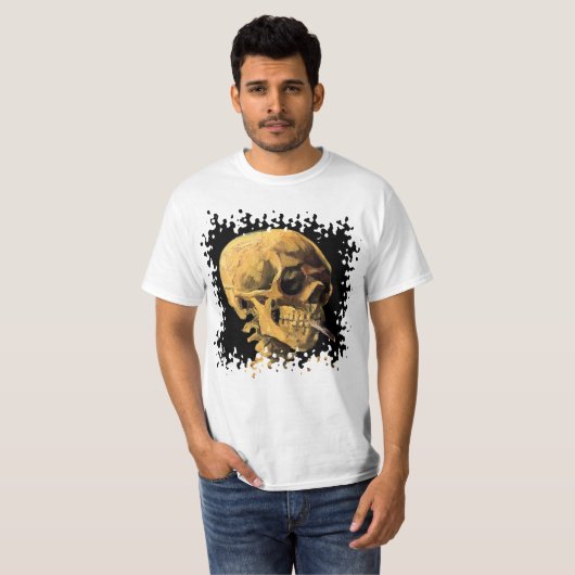 Vincent Van Gogh - schedel met brandende sigarette T-shirt (Voorkant volledig)