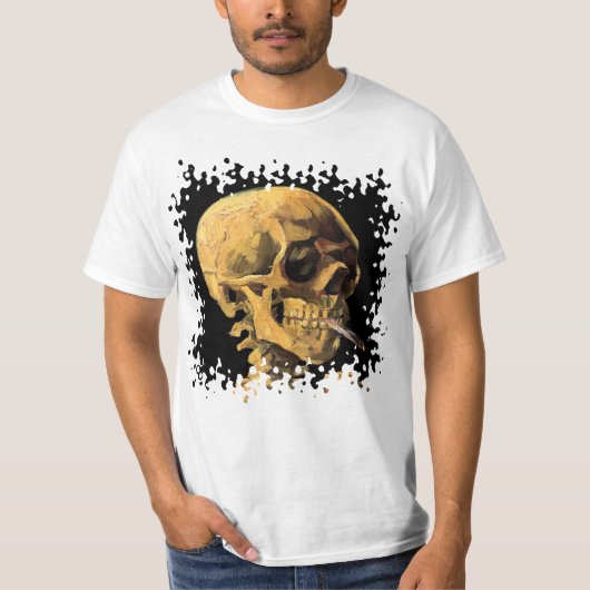 Vincent Van Gogh - schedel met brandende sigarette T-shirt (Voorkant)