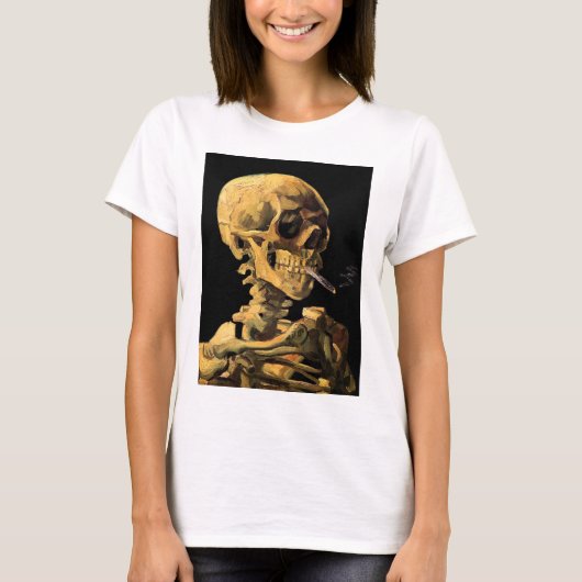 Vincent Van Gogh - schedel met brandende sigarette T-shirt (Voorkant)