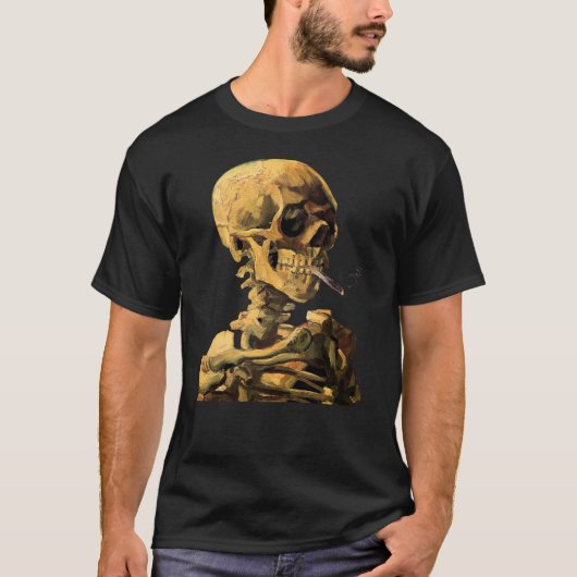 Vincent Van Gogh - schedel met brandende sigarette T-shirt (Voorkant)