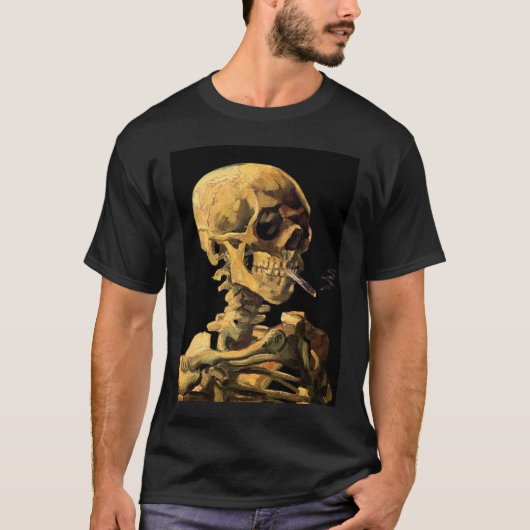 Vincent Van Gogh - schedel met brandende sigarette T-shirt (Voorkant)