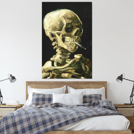 Vincent van Gogh - Schedel Rokende sigaret Canvas Afdruk (Insitu (Slaapkamer))