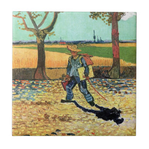 Vincent Van Gogh - schilder op weg naar zijn werk Tegeltje