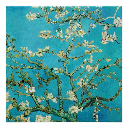 Vincent Van Gogh schildert Amandelbloesem Perfect Poster (Voorkant)